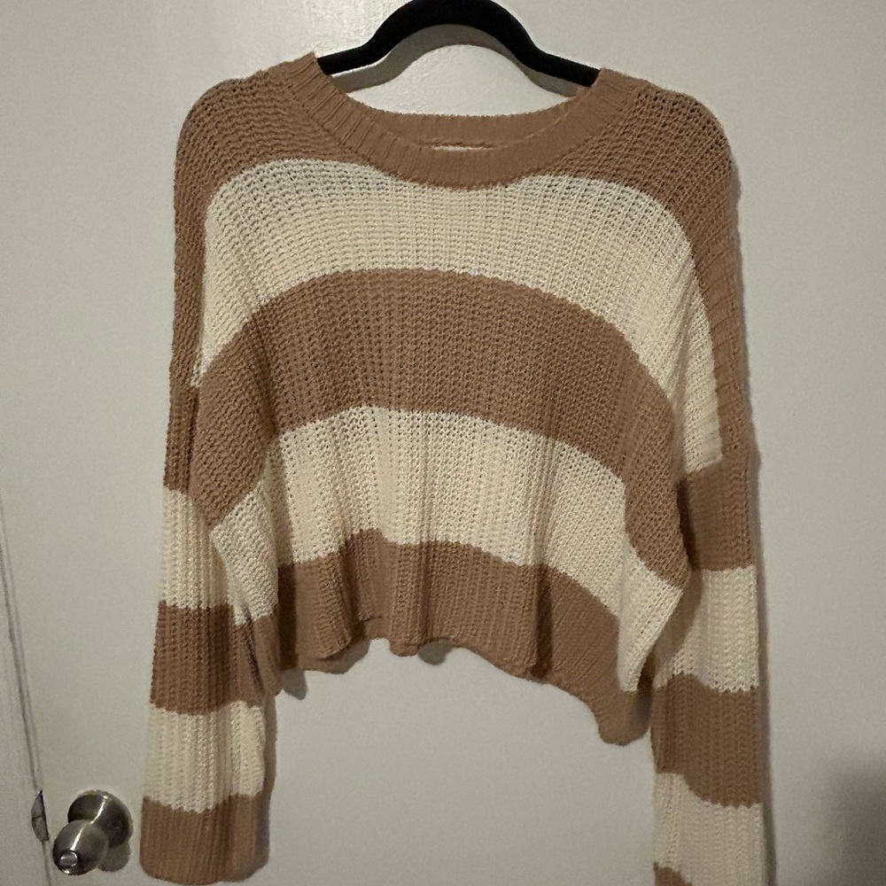 Jessica Simpson Tan and Cream Striped Sweater
